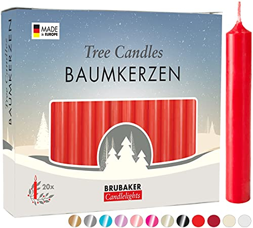 Brubaker 100 Confezione Confezione 100 Candele Albero Cera - Candele di Natale Piramide Candele Albero di Natale Candele - Rosso