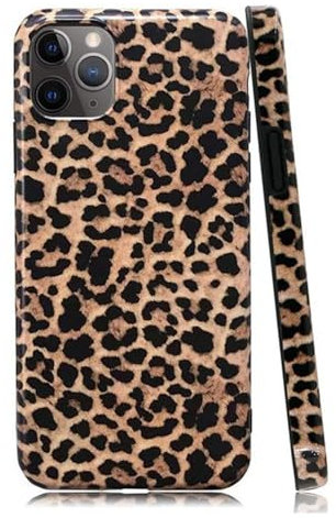 Leopard Cheetah Print Phone Case for iPhone 12 Pro Max 6.7'' Cool Girly Design Soft Flexible Protective Luxury Rubber Gel Back Cover Brown