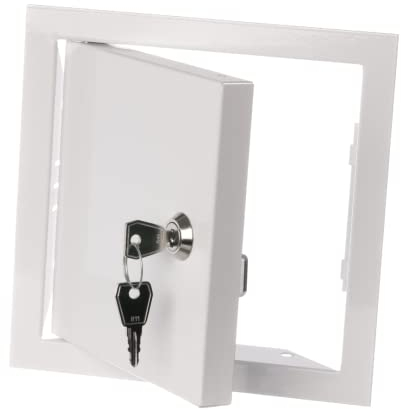 150x150mm Puerta de Inspección con Cerradura de llave- Panel de Acceso Metálica - Trampilla para Pared o Techo - Acero Galvanizado Blanco
