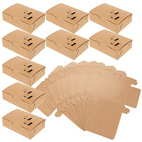 Cabilock 25 Piezas Caja de Embalaje Bandeja de Comida de Grasa Llevar Posavasos intervalo Cajas de Almacenamiento de Sushi Cajas para Envolver Dulces Papel Kraft Tarta Bandeja de Frutas