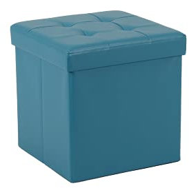 La Maison Large Ottoman Foldaway Storage Blanket Toy Box Bench Faux Leather Practical Bench Blanket Box (Teal, 38cm x 38cm)