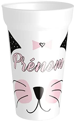ecolocup GOBELET avec Personnalisation du prénom (Modèle CHAT)