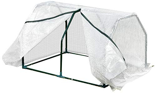 Outsunny Invernadero de Terraza 100x70x60 cm Vivero Casero Pequeño de Jardín con Cremallera para Cultivos Plantas Flores Marco de Acero Cubierta de PE Blanco