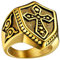 FaithHeart Fingerring für Herren Jungen goldener Schild Ring Punk Style Tempelritter Ring in Ringgröpße 59 Vintag Partnerring Eherring Freundschaftsring