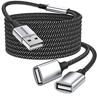 MOGOOD Câble d'extension USB, répartiteur USB A mâle vers 2 femelles, câble répartiteur USB durable, tressage en nylon, transfert de données rapide, compatible avec imprimante, lecteur flash