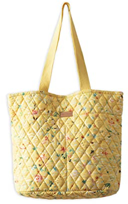 Maison d' Hermine Colmar 100% Cotton Quilted Shopping Bag Tote Bag with Zipper Pockets & Small Pouch Shoulder Bag Grocery Bag for Work Beach Travel Lunch Perfect for Men Women Girls