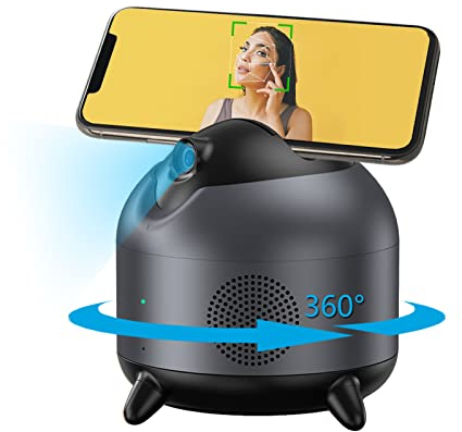 360-Grad-Stativ mit automatischer Gesichtsverfolgung – AI-Kamera-Handyhalter, perfekt für Video-Chats und Live-Streaming. (Schwarz)