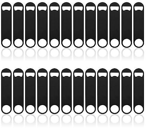 Ohiyoo Flacher Bierflaschenöffner, 17,8 cm, robust, Edelstahl, flach, Flaschenöffner, Metall, Bierflaschenöffner, schwarz, Bieröffner für Barkeeper, Küche, Bar oder Restaurant (schwarz, 17,8 cm)