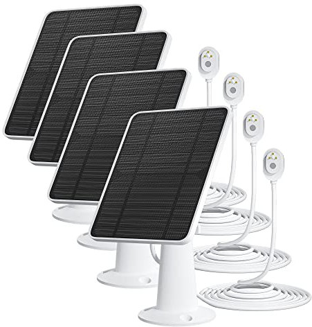 Lot de 4 chargeurs de panneau solaire compatibles avec caméra de sécurité Arlo Ultra/Ultra 2/Pro 3/Pro 4/Pro 3, panneaux solaires 5V 4W, IP65 résistant aux intempéries avec câble de charge de 3m