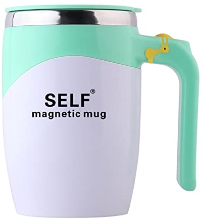 Maizoon Taza Mezcladora Automática USB Recargable Succión Magnética Sin Eje Taza de Acero Inoxidable 304 Sin Necesidad de Enchufar Fácil de Llevar Home Office Travel 400ml/14oz Verde