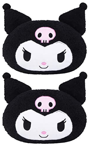 Roffatide Anime Kuromi Cartoon Auto Nackenkissen 2-Pcs Plüsch Auto Kopf Nackenkissen Kissen für Stühle, Liegestühle, Fahrsitze Schwarz