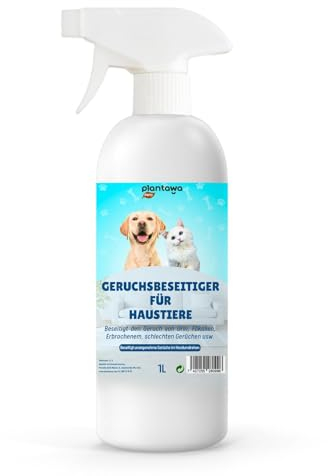 PLANTAWA Eliminador de Olores Mascotas al Instante 1l. Neutralizador Enzimatico Olores Orina Heces Vómitos. Interior y Exterior. Anti Olor orines Perros Gatos, El embalaje puede variar