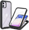 Knoowcase for iPhone 11 Case Built-in Screen Protector iPhone 11 Phone Case Shockproof Full Body Protection Rubber Bumper Stylish Clear Rugged Back Shell Case, Black