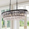 TOCHIC Kristallleuchter Schwarz Kronleuchter 6-Licht 102cm-lang Modern Kristall Pendelleuchte Esstisch Hängend Deckenleuchte Lüster Wohnzimmer Hängeleuchte Landhaus Hängelampe Oval