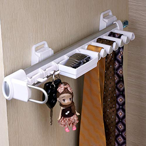 JUNNIU Ausziehbarer Krawattenhalter zur seitlichen Montage, ausziehbarer Gürtelhalter für Schals, Organisationsständer für den Kleiderschrank (46 cm) Decoration