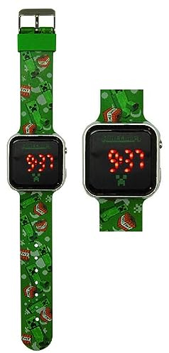 CARTOON Digitale Armbanduhr mit LED-Display, Armband aus Silikon, für Kinder, Minecraft 1 Stk, Sport