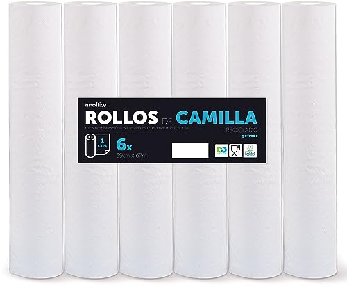 Rouleau pour civière, rouleau de papier pour civière de procédures médicales, massage, soins de beauté et de spa, papier pour civière d'esthétique et de massage (59 cm x 67 m gaufrage recyclé, 6