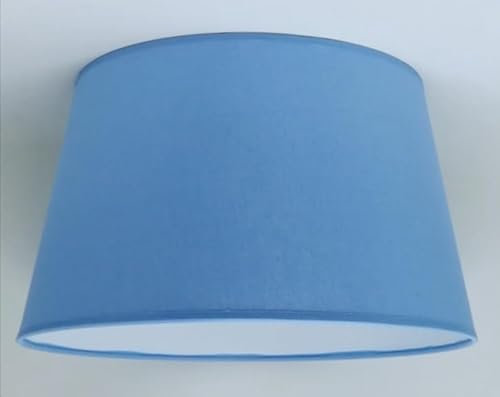 35 cm Lampenschirm, Baumwollstoff mit weißer PVC-Rückseite, handgefertigtes Produkt, für Tischlampe, Stehlampe (Hellblau)