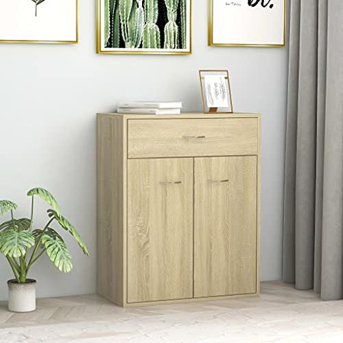 CKioict Buffetschrank modern Küchenschrank Vitrinenschrank Sideboard Sonoma-Eiche 60x30x75 cm Holzwerkstoff für Wohnzimmer & Schlafzimmer