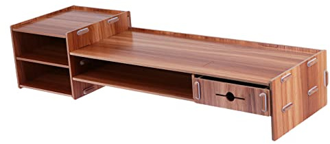 Homoyoyo Alzatina Monitor da Scrivania Cassetto Marrone, Pannello | Ufficio e Scuola, Struttura Semplice e Pratica, Design Compatto Vano Integrato