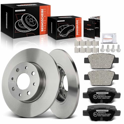 Frankberg 2 dischi freno, 4 pastiglie dei freni con lubrificanti per freni posteriori, compatibili con Mito 955 0.9L-1.6L 2008-2018 Replace# 51865132