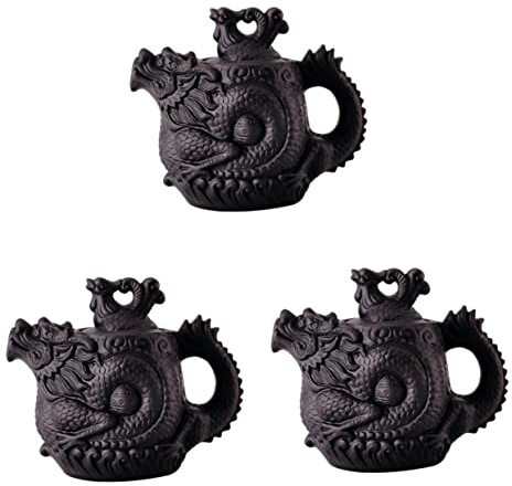 Théière en argile violette Dragon Phoenix, 3 pièces, théière en fonte, théière à thé en vrac, théière Zisha en argile, bouilloire à thé en céramique, théière grenouille, théière en laiton, bureau j