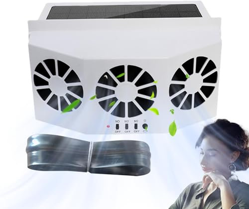 Qutalmi Ventola di scarico per auto solare,Ventilatori per auto ad energia solare,Ventola di scarico automobilistica silenziosa - Ventilatore per finestrino auto con batteria da 1600 mAh per rimuovere