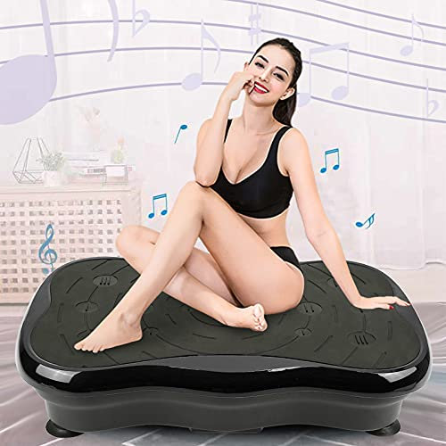 OHMG Fitness Plaque Vibrante et oscillantes,Plateforme Vibrante Oscillante pour Perte de Poids,Appareil Fitness à Maison Design Compact avec Bandes de Résistance,Bluetooth,Télécommand (Noir)