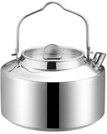 Open Fire Kettle, Camping Kettle for Stove, Hiking Kettle Coffee Pot, Portable Teapot Lightweight, Fast Heating Outdoor Water, Insulated Design Pot, Water Boiler Pot for Traveling, Camping