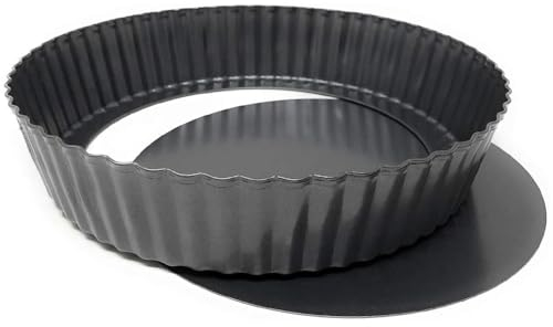 MGE - Extra Hohe Quicheform 26 cm - Tarteform mit Hebeboden aus Karbonstahl - Backform Rund - Tarteform - Quiche Formen mit Hebeboden Antihaftbeschichtung - Obstbodenform - Kuchenform - 26 cm