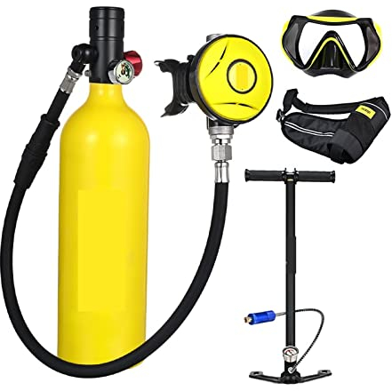 IIGEN Bouteille de plongée Bouteille D'oxygène De Plongée sous-Marine Capacité 1L Respirateur De Plongée Portable Ultra-Haute stabilité(Giallo)