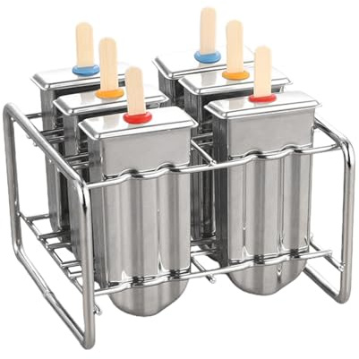 Moldes para paletas de acero inoxidable | Helados caseros - Paletas de metal, acero inoxidable, polos de hielo con soporte, 6 piezas