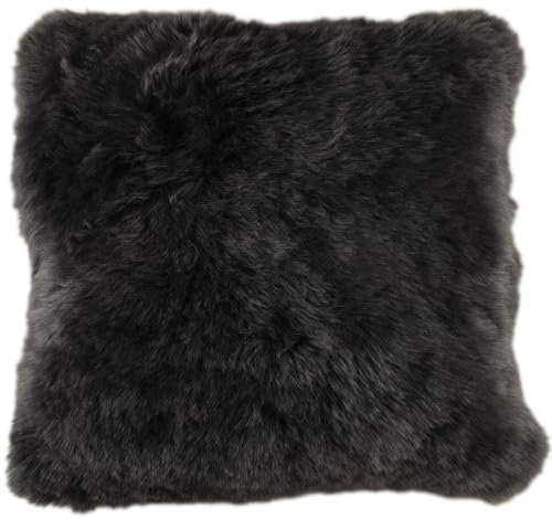 Lammfell Kissenbezug Grau ca. 50 x 50 cm aus echtem isländischem Lammfell Schaffell Kissen Fellkissen