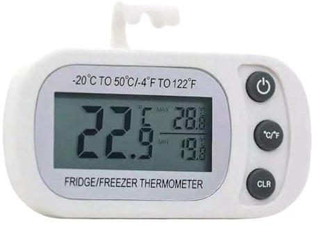 Fridge Temperature Meter - Refrigerator Temp Gauge, Digital Kitchen Thermometer | Waterproof Temperature Gauge with Max/Min Record Function and Large LCD Screen for Home Use Restaurant