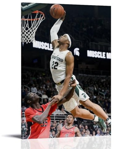 ADMLIE Mikal Bridges Klassisches Slam Dunk-Poster, ästhetischer Druck, Kunst, Wandgemälde, Leinwand, moderne Schlafzimmerdekoration, 60 x 90 cm