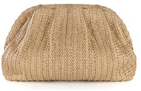 PORRASSO Pochette en Paille Femme Sac à Bandoulière Pochette de Soirée Tissé Sac D'épaule Clutch pour Fête Mariage Vacances Abricot