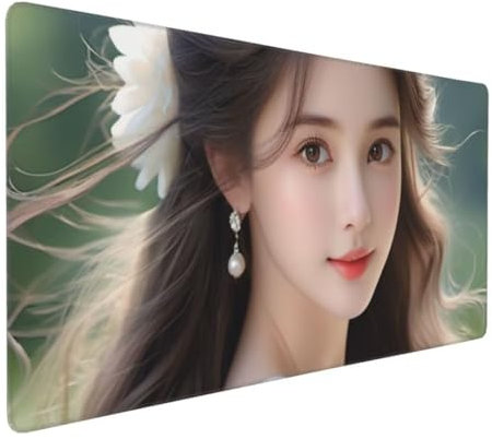 Tapis de Souris Beauté orientale, Tapis de Souris XXL Large 1500x800 mm Tapis Souris Gaming Grand, Tapis de Bureau Antidérapant Étanche, Clavier Souris Gamer Tapis Souris la Maison et Le Bureau Y-7755