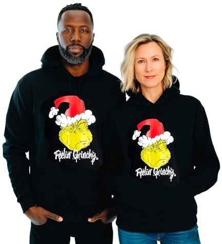 United Labels Der Grinch Hoodie für Herren und Damen, Schwarz, Feelin Grinchy, Winter Pullover mit Kapuze, Kapuzenpullover Unisex