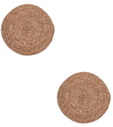 BESPORTBLE 2pcs Pet Grass Mat Woven Rug Dog Pads Round Rugs Area Rugs Braided Rugs Puppy Circle Rug Pet Blanket Small Blankets for Pets Kitten Blanket Cat Blanket Dog Mat Cattail Grass Coffee