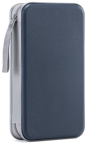 LIOVODE DVD-Hülle, 96 Kapazität, tragbare CD-Hülle, Aufbewahrung, Hartplastik, DVD-Medien-Brieftaschen-Halter, Organizer für Auto (dunkelblau)