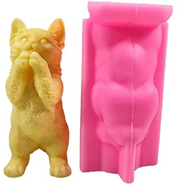 Mumuve Moule à bougies, moule en silicone 3D en forme de chat pour fabrication de bougies en forme d'animal pour savon fait à la main,