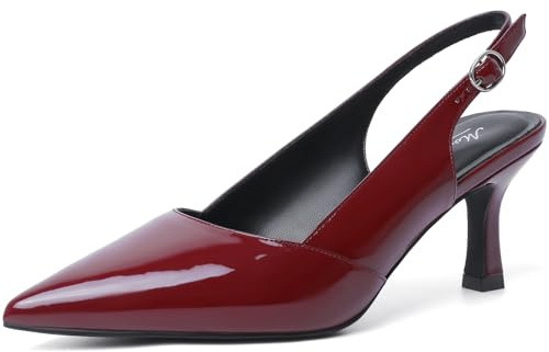 Mostrin Kitten Heels for Women with Closed Toe Back Strap Pumps for Women Wedding Party Commuter