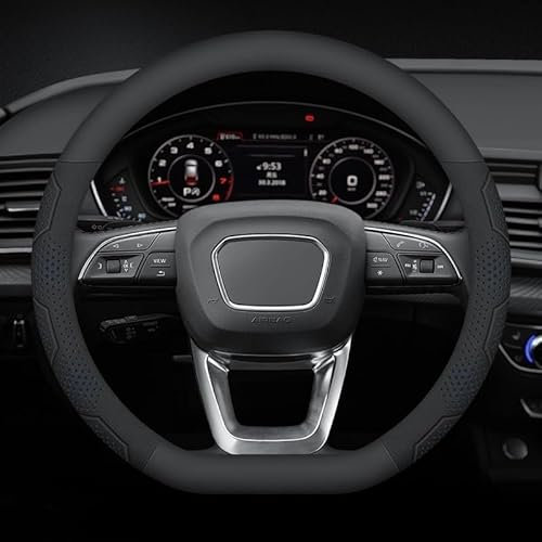 SAXCXCS Lenkradbezug Auto, für Nissan Qashqai J10 J11 J12 2019-2022 Lenkrad Bezug,Lenkrad Abdeckung weich bequem Steering Lenkradschoner,Autozubehör Innenraum,D-Type-A Black