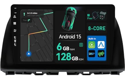 BXLIYER - [6G+128G, Octa-Core] - Autoradio für Mazda CX-5 (2013-2016) Android 15 GPS Navigation Radio - DSP/Carplay/Android Auto - Kamera + MIC - 10.1 Zoll 2 Din - Lenkradsteuerung WiFi DAB 360-CAM