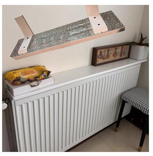 IEOWY White Radiator Cover Wooden Top Shelf Living Room Kitchen Balcony Bathroom Radiator Shelf Unit with Brackets 180cm Long Floating Shelf Above Radiator (Wide 16cm)