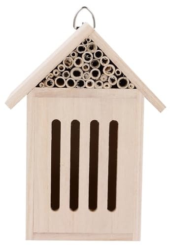 POPETPOP Insektenhaus für Garten und Terrasse mit Glatten Röhren zur Nistförderung Einzigartiges Design als Dekoratives Bienen und Käferhotel in Beige