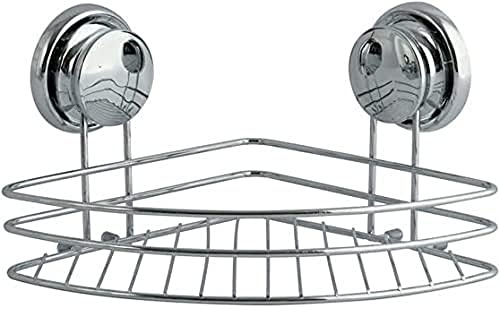 MSV Etagère Panier d'angle de Douche à ventouses Acier Chromé