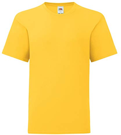 Fruit of the Loom Iconic T-Shirt Crew Neck Short Sleeve Sunflower Yellow 9-11 Years