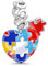 GNOCE Farbige Puzzleteil Herz Charm Anhänger S925 Sterling Silber Autismus Bewusstsein Charm Perlen für Armband Halskette Schmuck Geschenk für Damen Herren