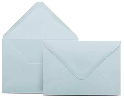 25 Briefumschläge DIN C6 Hellblau Blau - 11,4 x 16,2 cm - Kuverts mit 100 g/m² Nassklebung spitze Klappe - Umschläge ohne Fenster - Colours-4-you